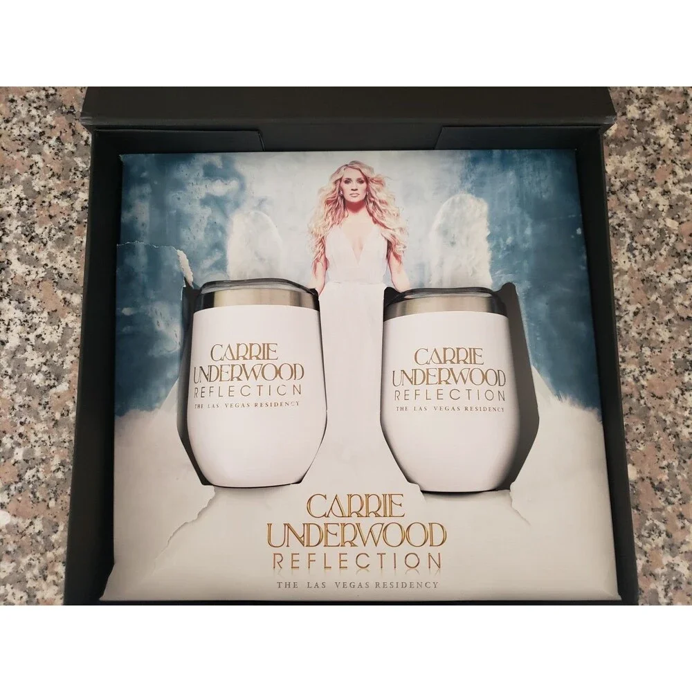 Collectible Carrie Underwood 2 White Wine Tumblers Las Vegas Residency Gift Box